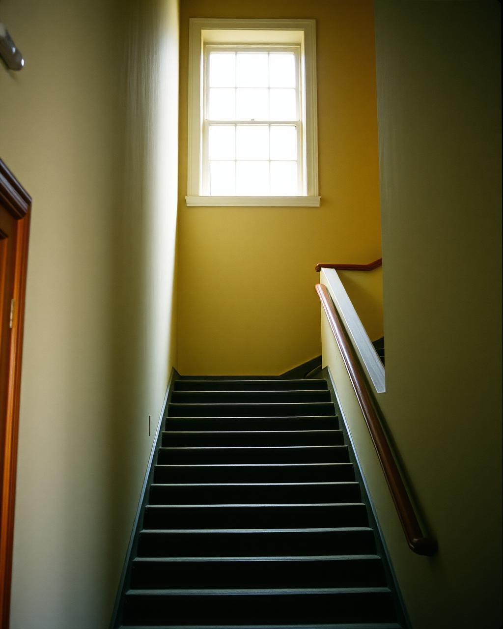 Entrée d’immeuble, escalier menant au cabinet